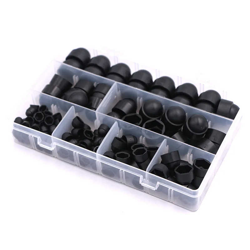 145pcs M4 M5 M6 M8 M10 M12 돔 도어 나사 보호 커버 노출된 육각형 플라스틱 PE 너트 볼트 방진