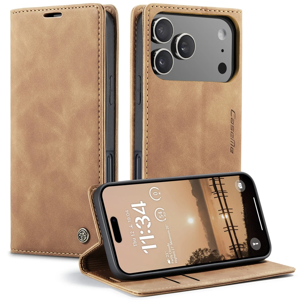 Leather Flip Cover Wallet Case with Card & Cash Slots and Kickstand Functionality
