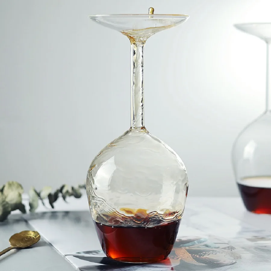 Upside Down Wine Glass 400ML Long Stem Red Wine Cup Inverted Design Christmas Gift for Lovers glass drinkware