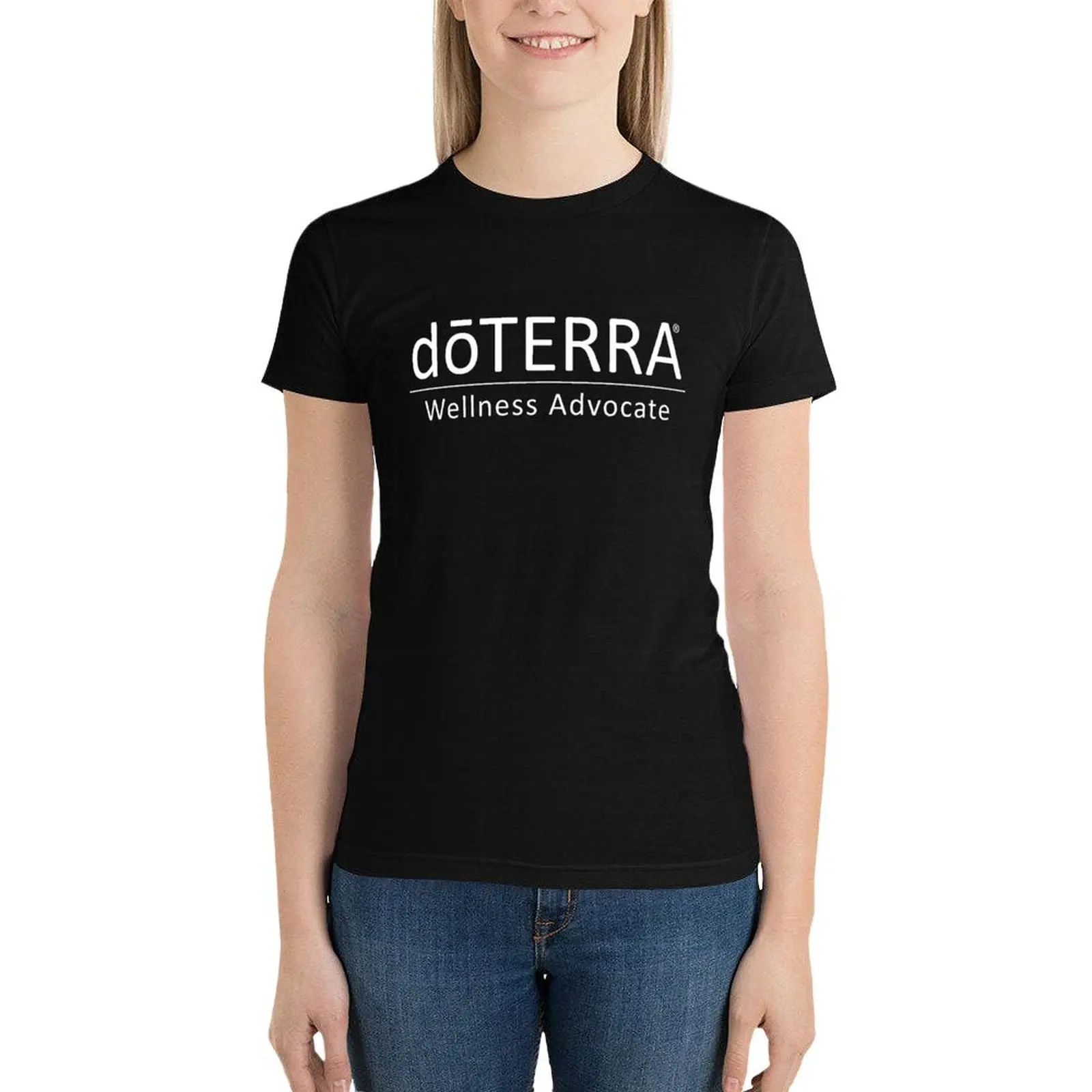 Doterra Wellness Advocate Essential Oil White Text T-Shirt korean fashion aesthetic clothes t-shirts for Women cotton