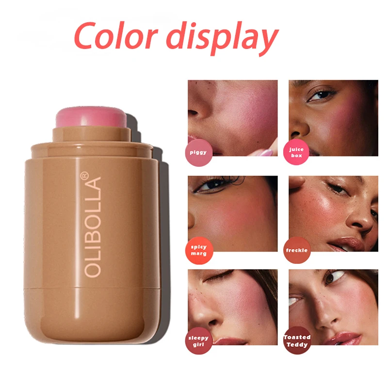 Portable Pocket Blush Stick Soft Cheek Lip Tinted Shading Brighten Contour Silky Smooth Rouge Blusher Cream Korean Makeup blush stick facial blusher