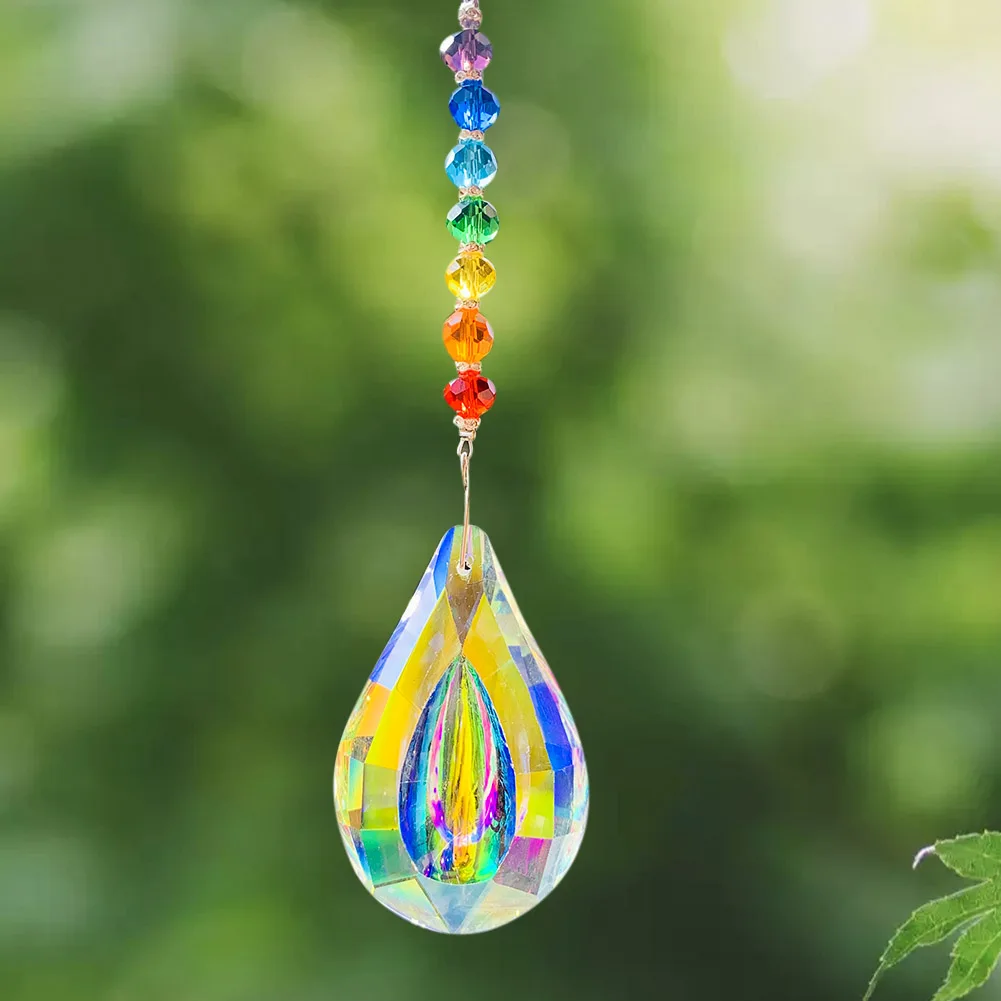Lute Chakra Crystal Prism Hanging AB Color Hummingbird Suncatcher Chandelier Pendant Rainbow Chaser Home Window Car Garden Decor