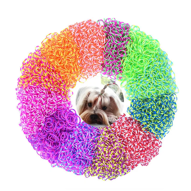 

200 PCS Colourful Ring Rubber Bands Pet Dog Hair Elastic Bows Grooming Accessories for Small Dog Supply