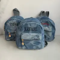 Personalized Customization Mini Vintage Denim Backpack Women's Forest Versatile Schoolbag High Beauty Women's Backpack 1