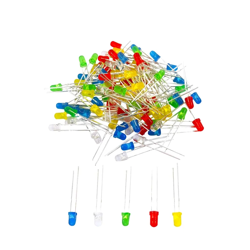 Lumetheus LED Diodos Emisores, 5mm Color Rojo Ultrabrillante 3000 Mcd 100 Piezas 2-3 V 2 Pin