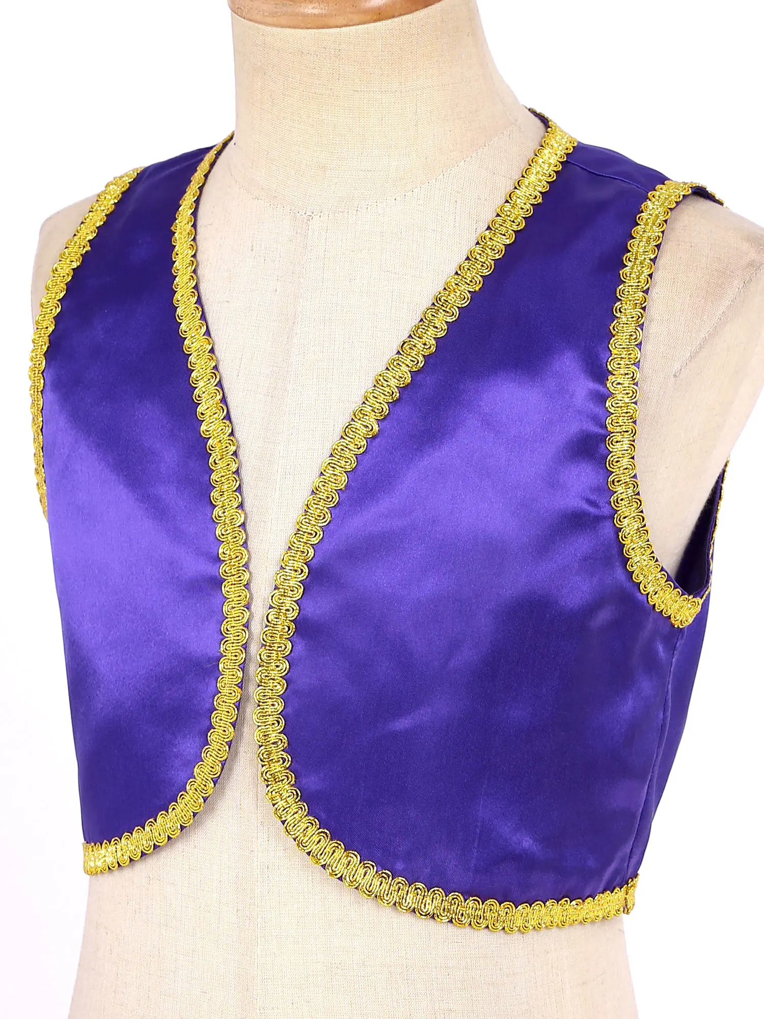 Kids Boys Halloween Arabian Prince Cosplay Vest Waistcoat Theme Party Masquerade Festival Role Play Stage Performance Costume