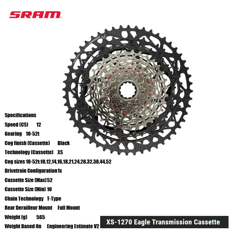 SRAM XS-1270 Eagle Transmission Cassette 12SP 10-52t T-Type CS-XS
