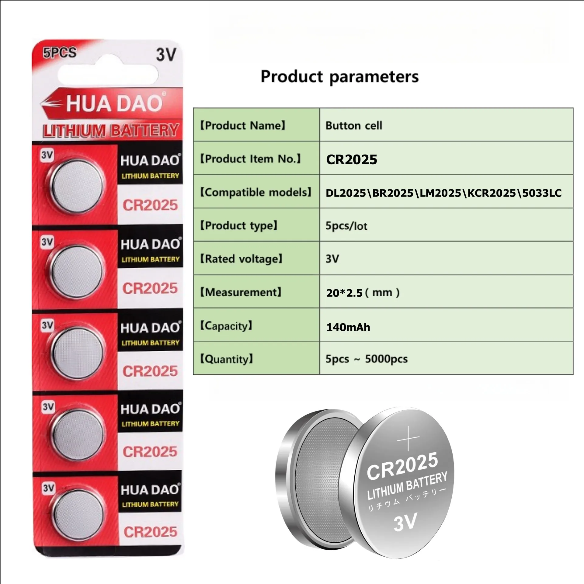 자동차 리모컨 시계 단추 코인 셀용 CR2025 배터리, CR 2025 3V 리튬 배터리, DL2025 BR2025 KCR2025, 5-60 개