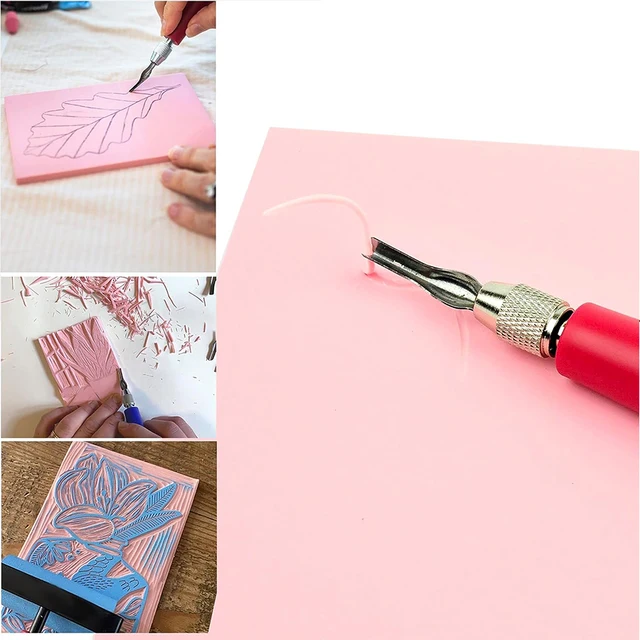 Kit Incisione Linoleum - 2 Fogli A4 Da 3 Mm + Rotolo Di Gomma Per Timbri E Stampe - Foto 6