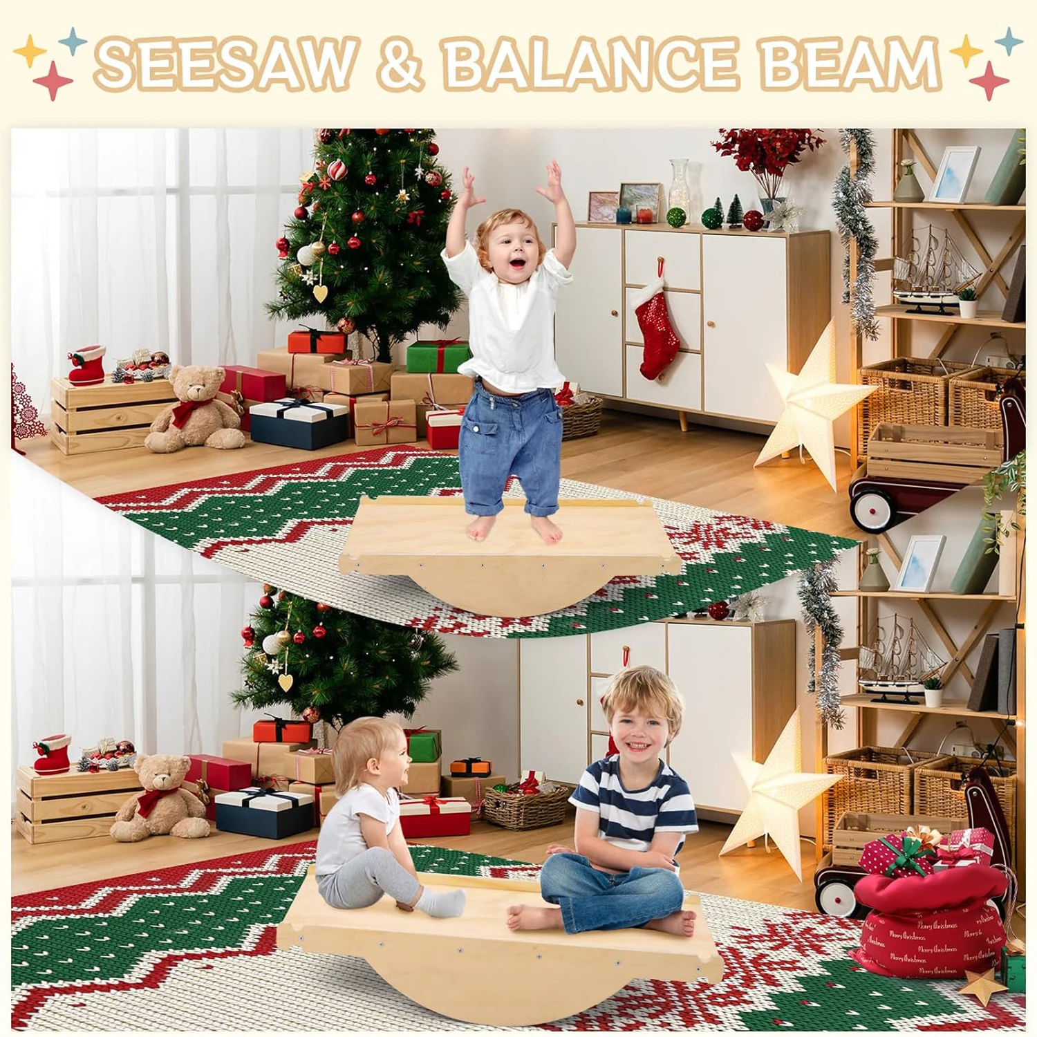7-in-1 Dreieck-Set Faltbares Holz-Klettergerüst Montessori Faltbares Kletterset mit Seilnetz für Mädchen und Jungen – Detail 9