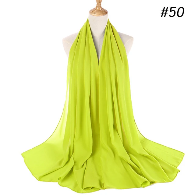 Musulman en mousseline de soie Hijab femmes bulle en mousseline de soie écharpe pour femmes dames voile musulman Islam couleur unie malaisie Musulman Wrap foulards