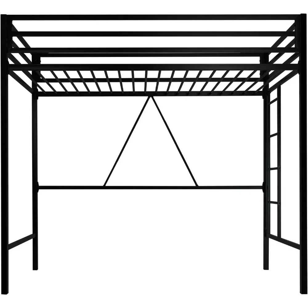 Bunk Beds Loft Bed Frame for Juniors & Adults, Metal Loft Bed Twin Size with Safety Guardrail & Removable Ladder,  Toddler Bed 5