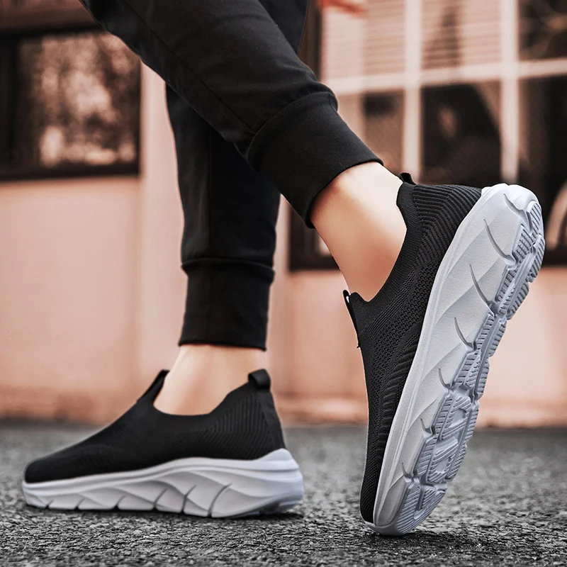 Running Shoes Men Lightweight Mesh Comfortable Flat Casual Walking Shoes Slip-on Unisex Sneakers for Men and Women Big Size