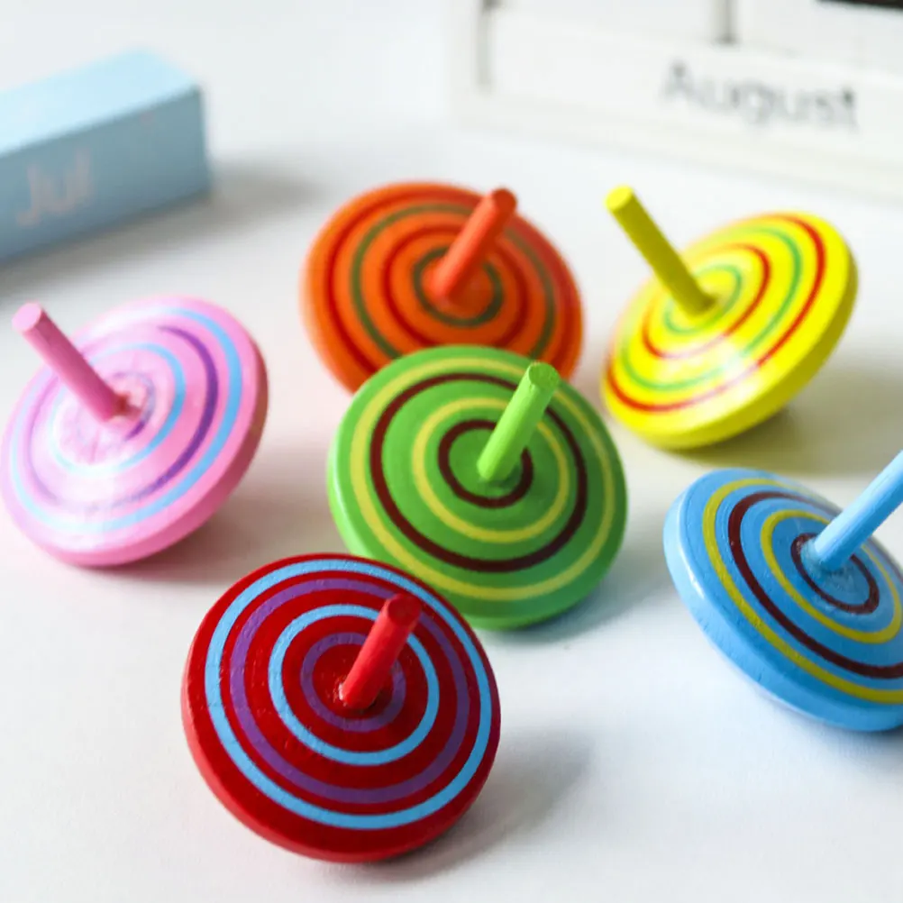 10/20pcs Wooden Spinning Tops Classical Painted Peg-Top Gyro Toys Desktop Educational Toys For Children Kids Gift
