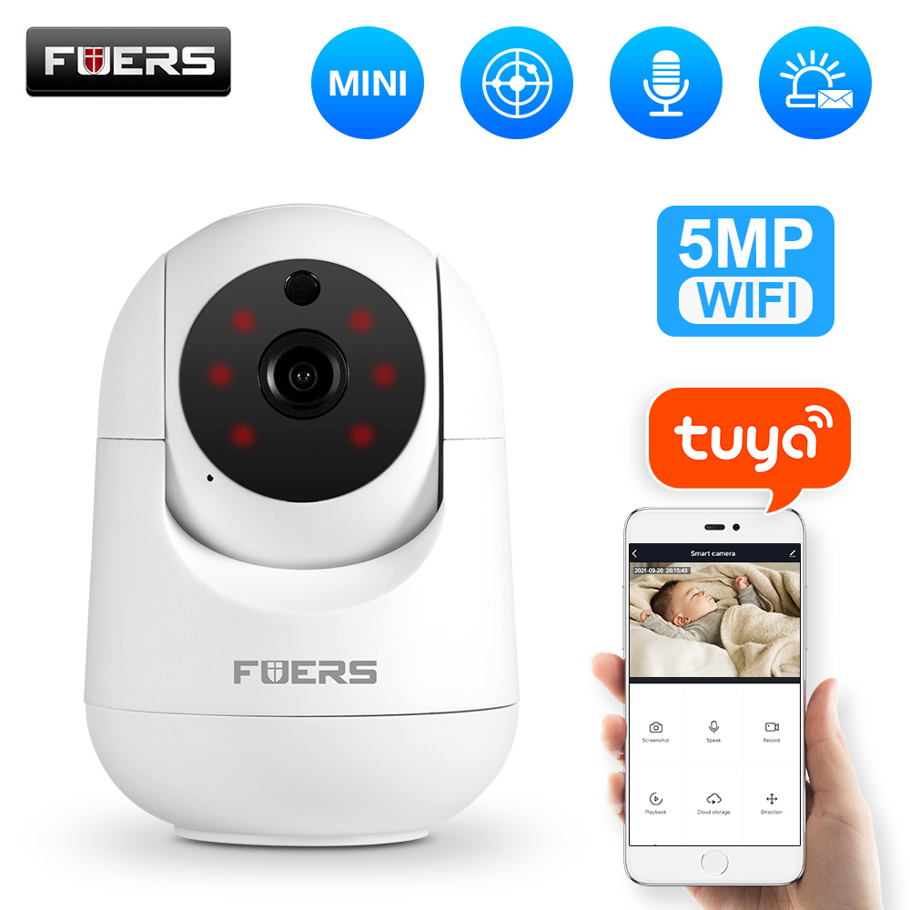  Fuers 5MP IP Camera Tuya Smart Home Indoor WiFi Wireless Surveillance Camera Automatic Tracking CCTV Security Baby Pet Monitor 