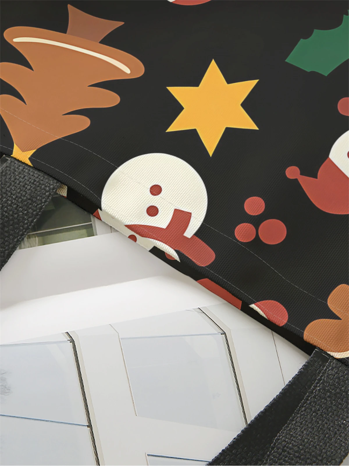 1pc,cartoon snowman handbag, reusable fashionable handbag, multifunctional handbag, printed canvas shopping bag