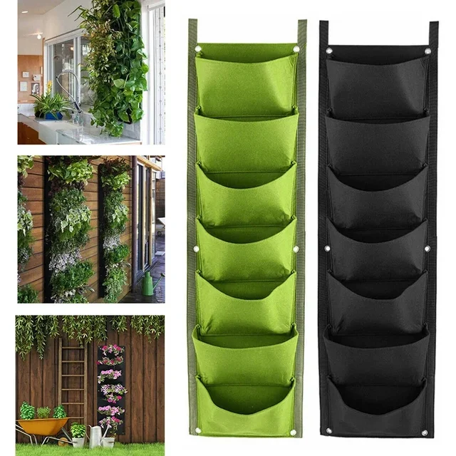 New 6/7 Pocket Vertical Growing Planting Bag Felt Wall Hanging Flower Vegetable Growing Container Outdoor Indoor Garden Planter New 6/7 Pocket Vertical Growing Planting Bag Felt Wall Hanging Flower Vegetable Growing Container Outdoor Indoor Garden Planter