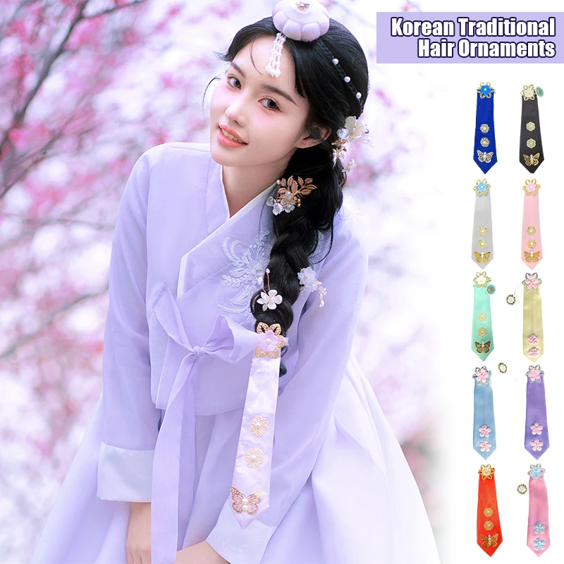 Korean Palace Hanfu Hairband Korean Traditional Retro Court Hanbok Girls Headdress Classical Wedding Ribbon Hair Accessories fila court ace 1tm00645 147