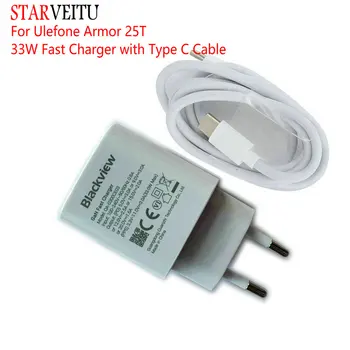 Fast Charger for Ulefone Armor 25T Power Adapter 33W Type-C To Type C Cable EU Plug Travel Charge Blackview