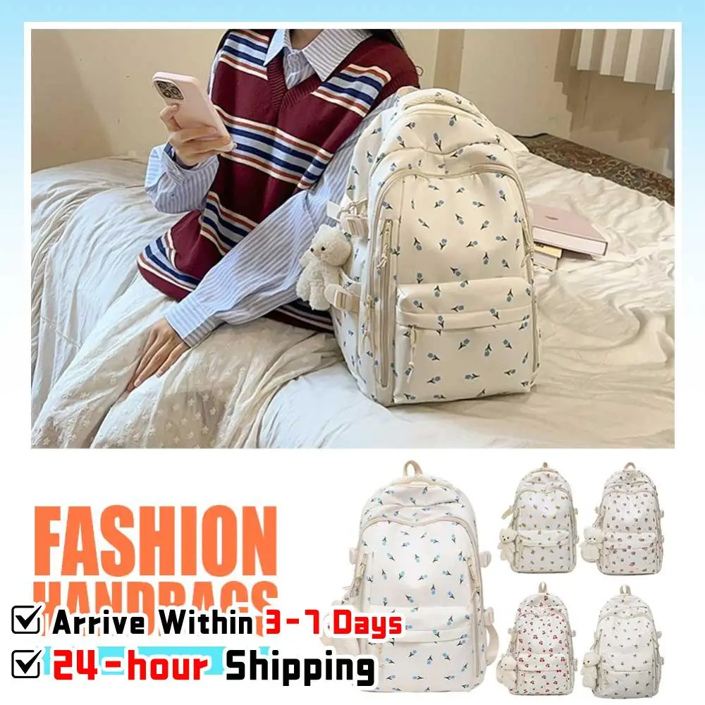 Floral Backpack Large Casual Travel Daypack Bag Aesthetic Backpack for Teens Girls Women Students