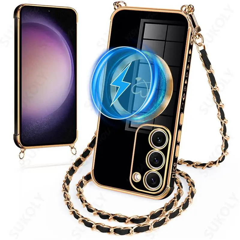 Magnetic Charging Crossbody Lanyard Phone Case