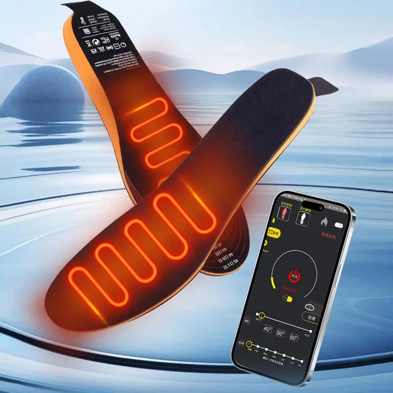 USB Electric Battery Rechargeable Heated Shoe Insoles Waterproof Foot Warmer APP Control for Men Women Skiing Hunting Hiking