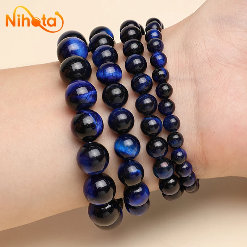 Dark Blue Tiger Eye Bracelet Stone Beads Bangle Gift for Lover Charm Accessories Pulseras Anime Bracelet on Hand Gift Jewelry 5