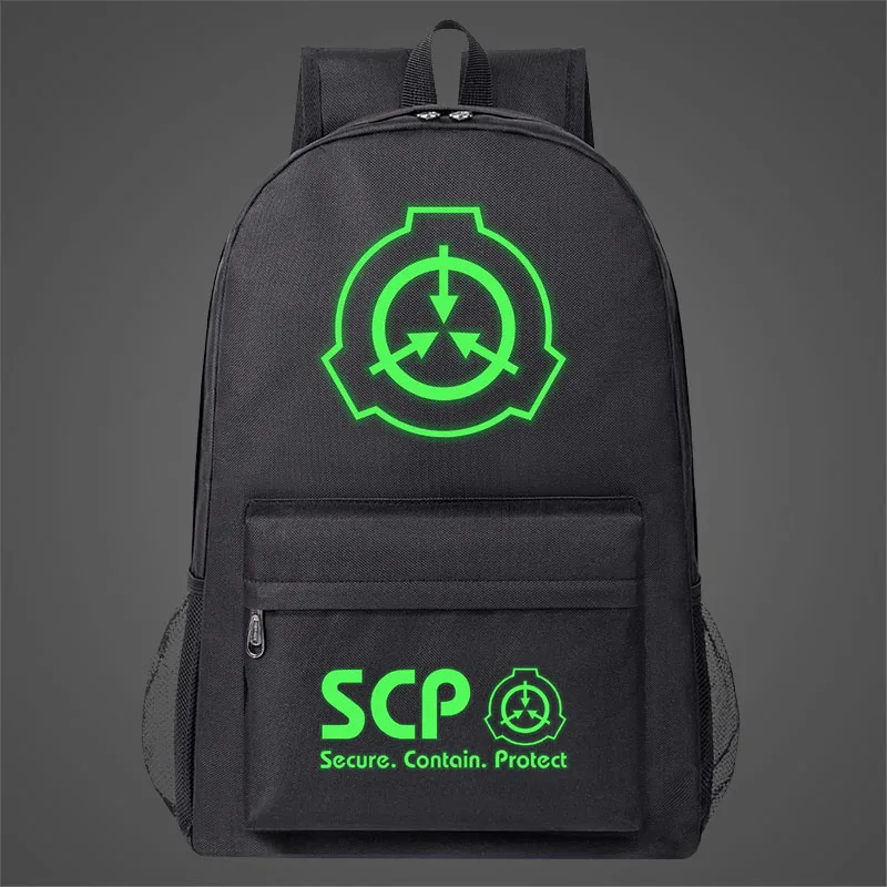 

SCP Foundation Green Fluorescent Luminous Backpack high quality school bag for Boy Schoolbag for elementary school students