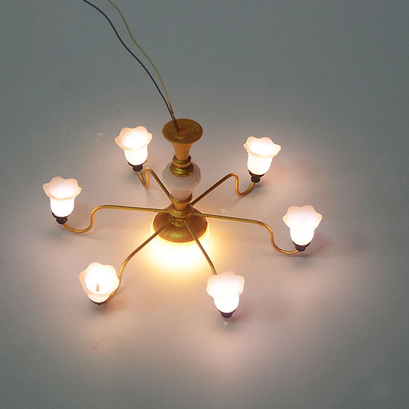 LED Ceiling Lamp Dollhouse Furniture Chandelier Light Sand Table DIY Material Miniature Accessories Kid Toy 3