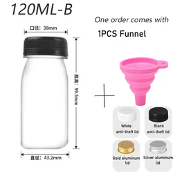 5 - Pack Reusable Clear Plastic Bottles with Caps and Folding Funnel for DIY Juicing and Smoothies (120ML - B)