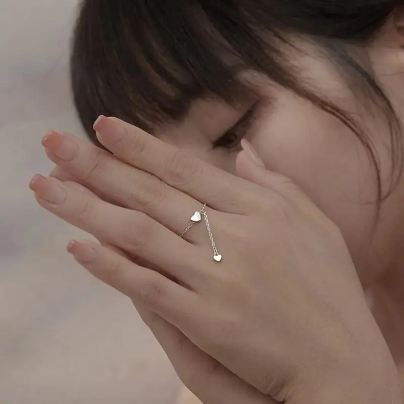 Temperament Silver Color Heart-Shaped Ring Design Jewelry For Women 4