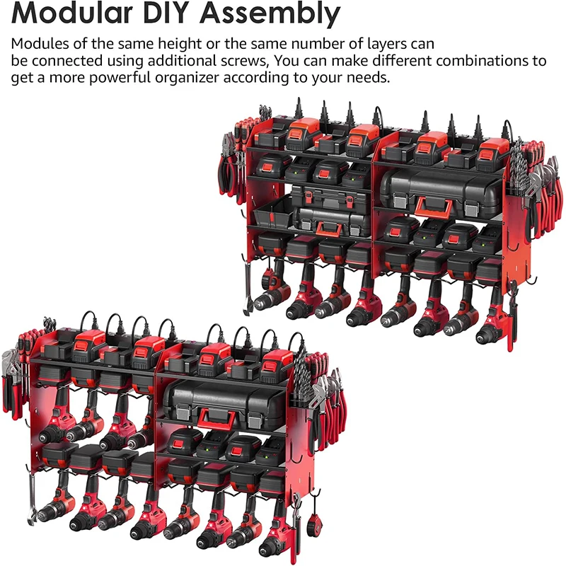 Heavy Duty Metal 3 Layers Tool Shelf for Garage/Workshop Hand Power Tool Rack Electric Drill Holder Wall Mount Cabinet tool organizer,power tool holder,angle grinder holder