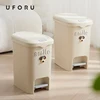 UFORU Trash can household kitchen new living room  toilet with lid large capacity high appearance level foot on paper basket 1