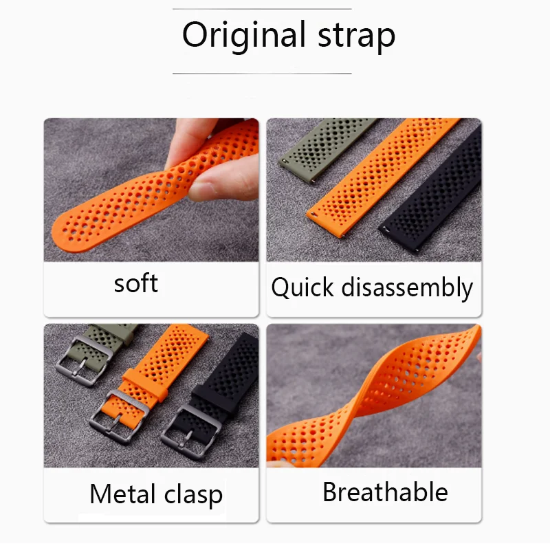 Liquid Silicone Sport Watch Strap - Universal 22mm/20mm Replacement Band