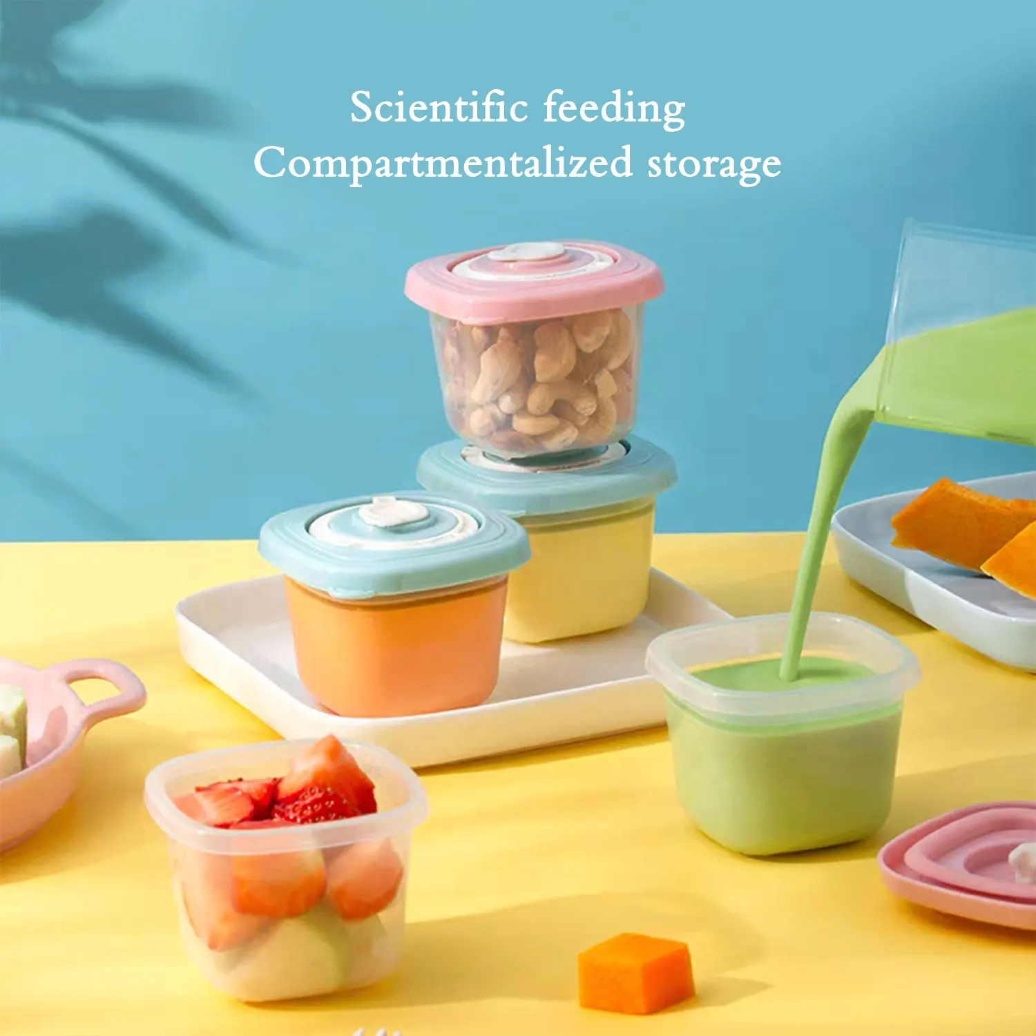 Square Ice Cube Molds Food Grade Ice Cream Mold Tray Baby Supplement Box Portable Snack Box Sealed Cooler, Microwaveable