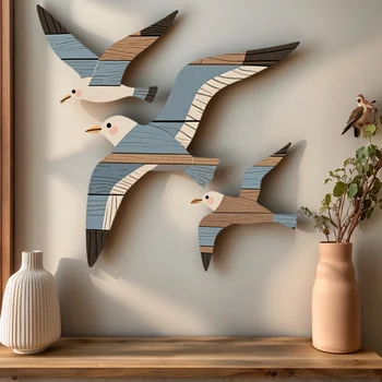 3PCS Wooden Seagull Wall Art 1