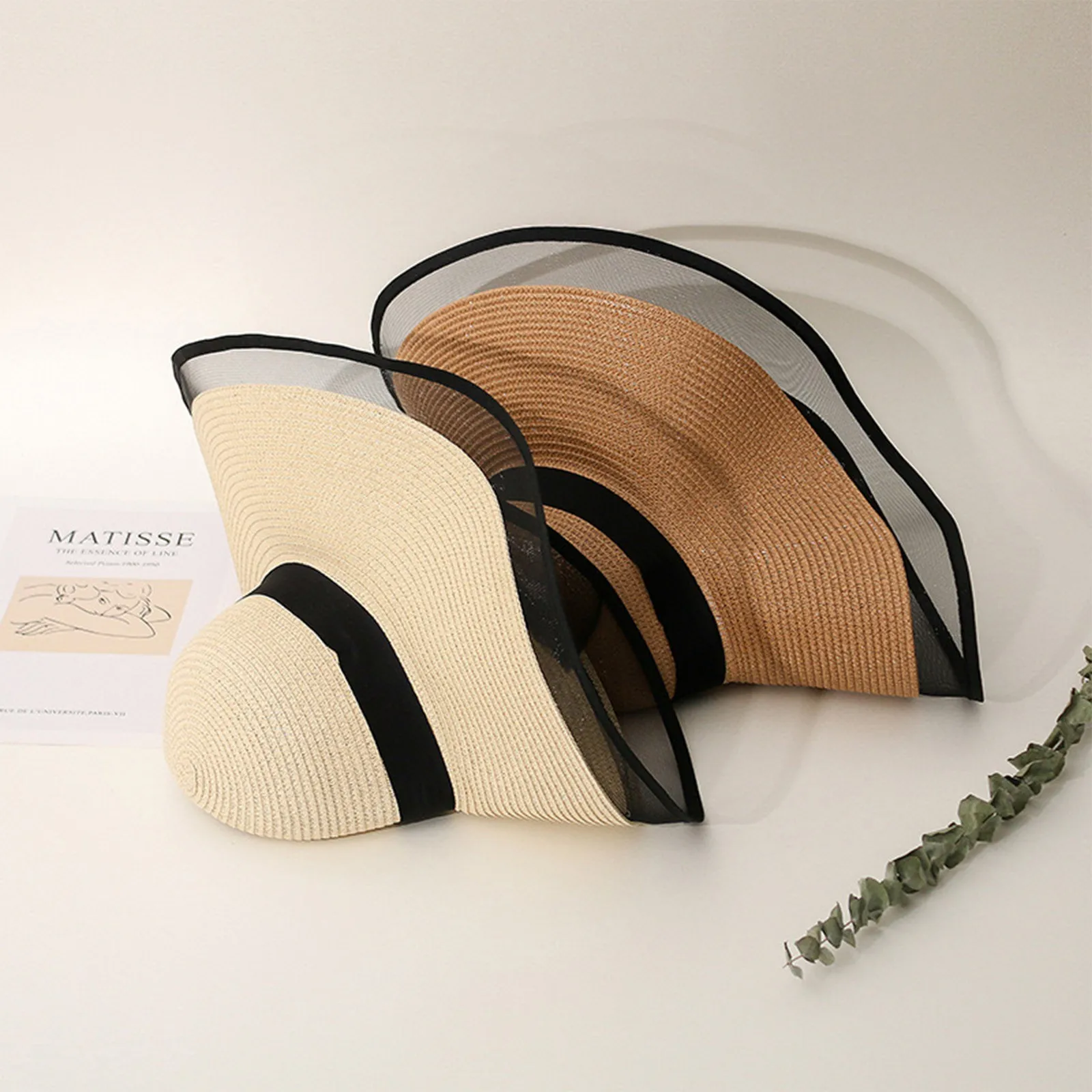 Women'S Vintage Straw Sun Hat Big Eaves Waves Beach Hawaiian Cap Ladies Light Gauze Brim Elegant Sun Protection Cap Holiday_voghion.com