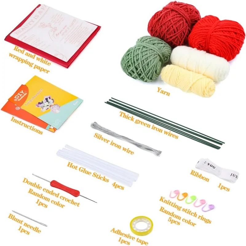 LMDZ Beginners Adults Knitting Starter Kit for Flowers Knitting Kit with  Step-by-Step Instructions Easy Crochet Kit for Beginner - AliExpress