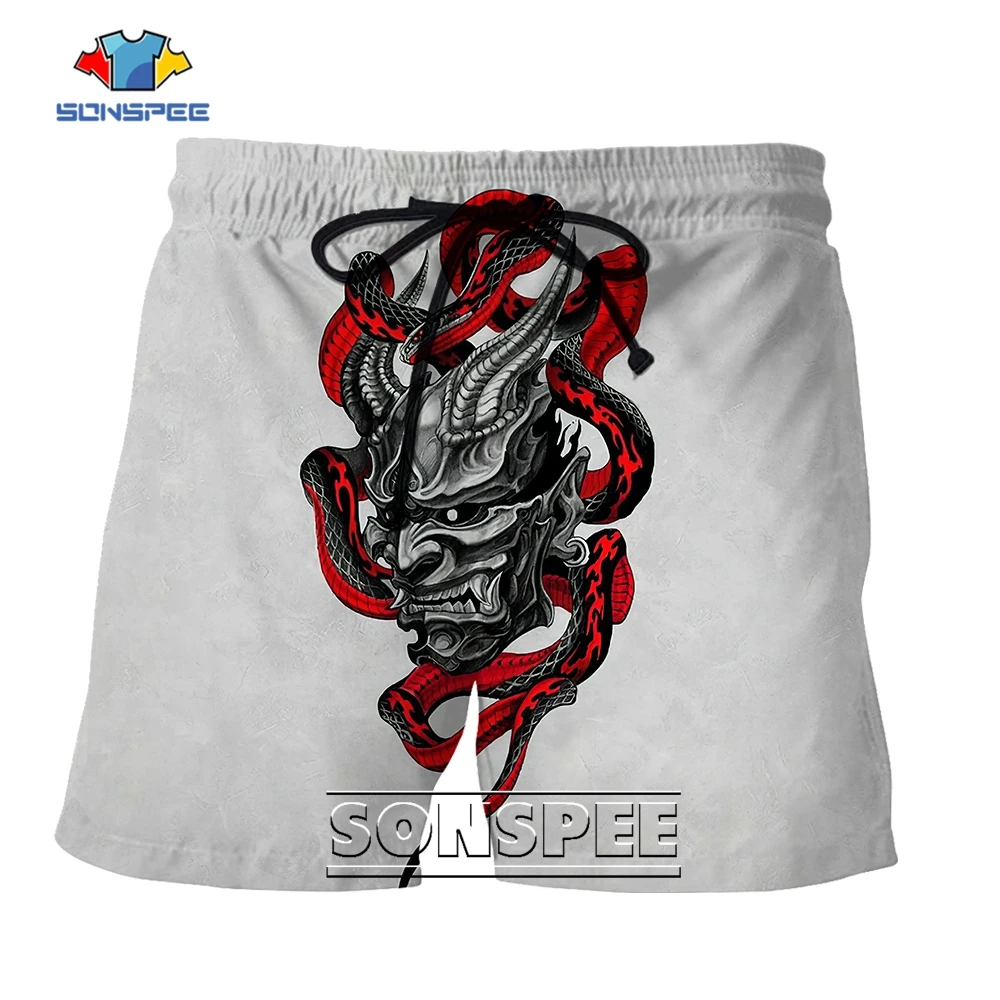 

SONSPEE Devil Monster Harajuku Summer 3D Print Shorts Plus Size Clothing Men Women Horror Style Evil Tusks Sports Short Pants