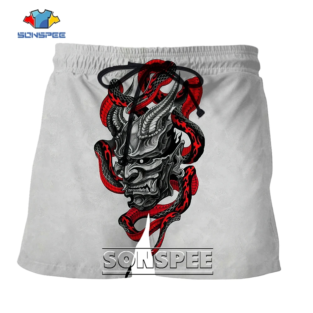 SONSPEE Devil Monster Harajuku Summer 3D Print Shorts Plus Size Clothing Men Women Horror Style Evil Tusks Sports Short Pants