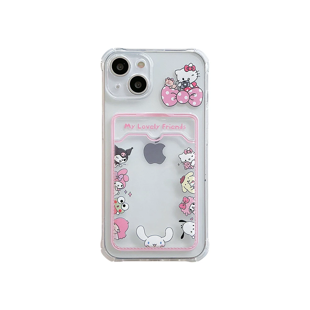 thumbnail image 1 of Funda rosa con tarjetero para iPhone, carcasa con dibujo de Hello Kitty, Little Twin Stars, para modelos 14, 13 Pro Max, 12, 11, XR, XS, X, 7, 8 Plus, 1 of 5