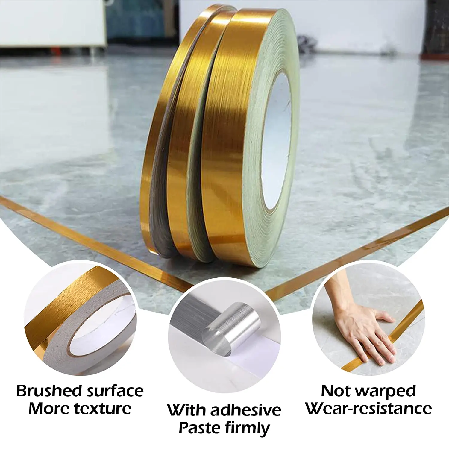 50M Tile Stickers Tape Self-Adhesive Floor Seam Sticker Waterproof Wall Gap Sealing Strip Wall Tile Floor Tape Sticker Home Deco