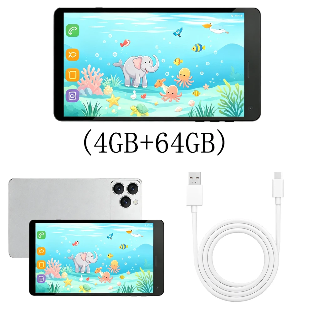 새로운 실버 7.0인치, 안드로이드 13  교육용 학습 태블릿, 4GB 램 64GB 롬, 시력보호 IPS 화면, 4000mAh