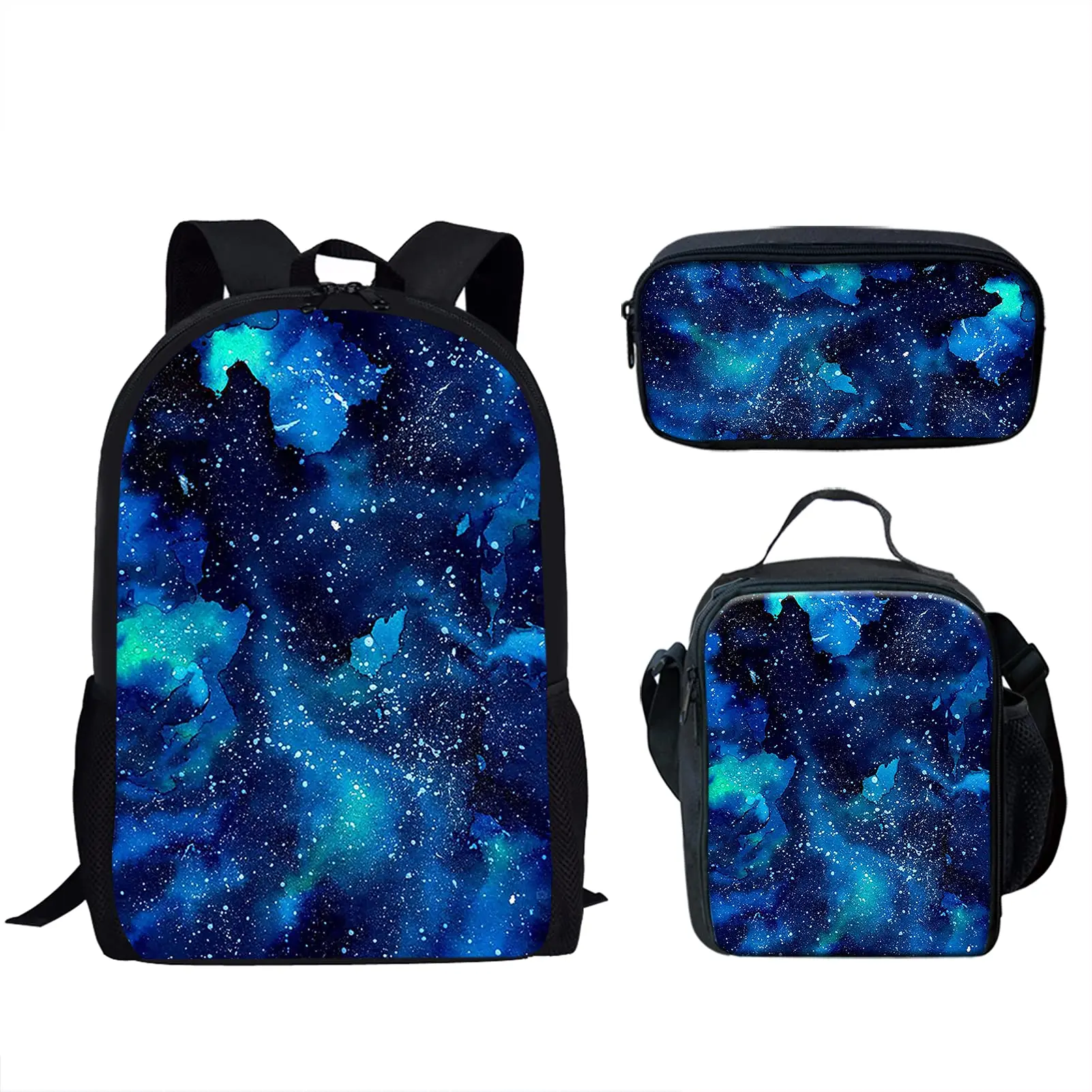 Purple Star/Galaxy Design Durable Large Capacity Backpack Youth Casual Outdoor Travel Bag With Zipper Messenger Bag Pencil Case
