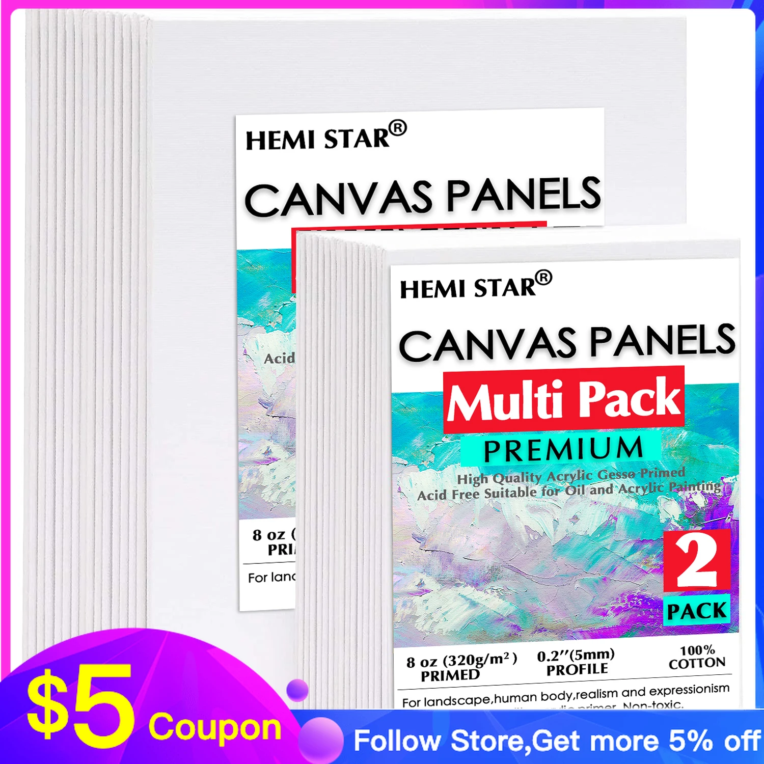  Round Canvas, 8 Pack Circle Canvases for Painting, Pre  Stretched Round Canvases, Circle Art Canvases Panels for Acrylic Painting,  Pouring, Oil Paint - Included 4pcs 12x12'', 4pcs 8x8'' Round Canvases