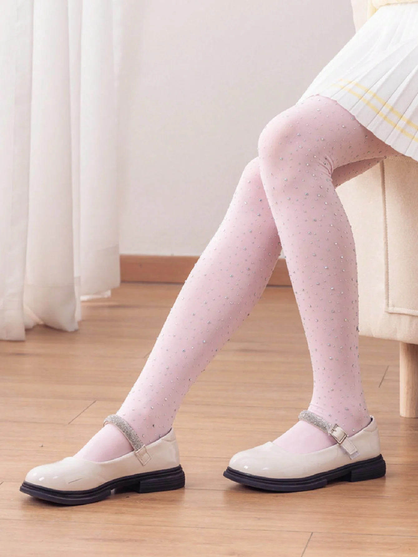 4 Paar Mädchen-Tanzleggings, Weiche Glitzer-Strass-Ballettstrumpfhosen für Mädchen im Alter von 4-12 Jahren für den Täglichen Gebrauch – Detail 10
