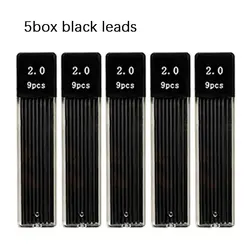 Premium 2.0mm Mechanical Pencil Set with 2B Black and Colored Leads for Writing, Sketching, and Art (5pcs black leads)