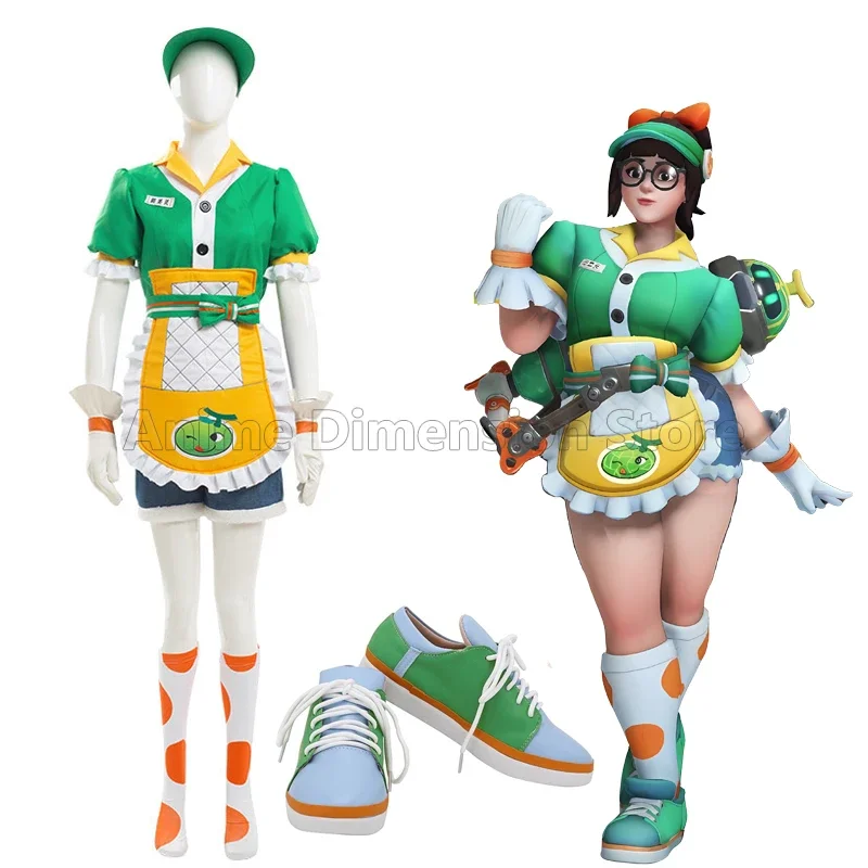 

Game Overwatch May Cosplay Costumes Shoes Meiling Zhou Honeydew Clothes Halloween Carnival Outfit For Women Girls
