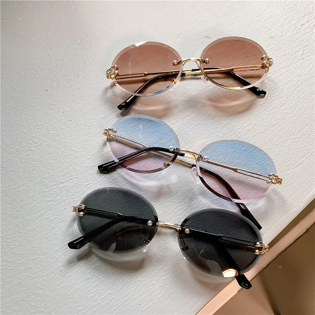 Vintage cat eye zonnebril dames retro gradient metalen frame_voghion.com