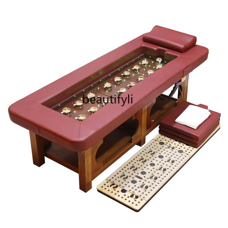 Automatic Smoke-Free Moxibustion Bed Beauty Salon Fumigation Physiotherapy Massage Couch Whole Body Moxibustion Solid Wood 1pcs automatic center punch center hole punch machinists carpenters tool wood press dent marker woodwork tool drill bit 130mm